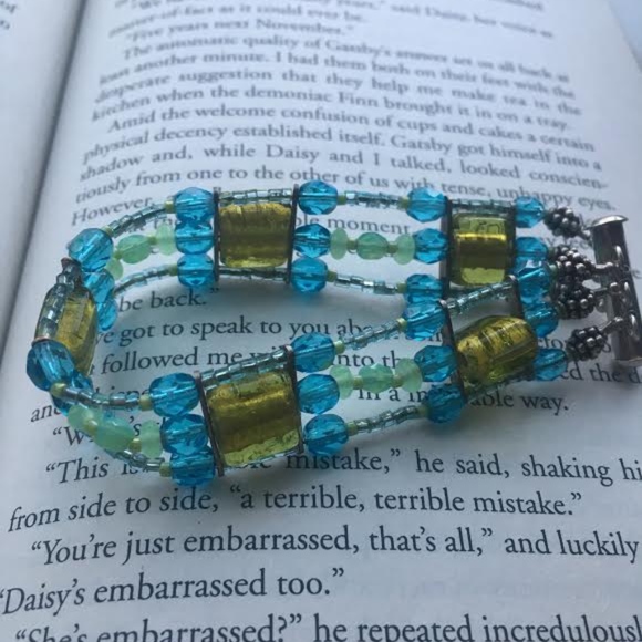 Jewelry - 207: Blue Green Venetian Glass Bracelet